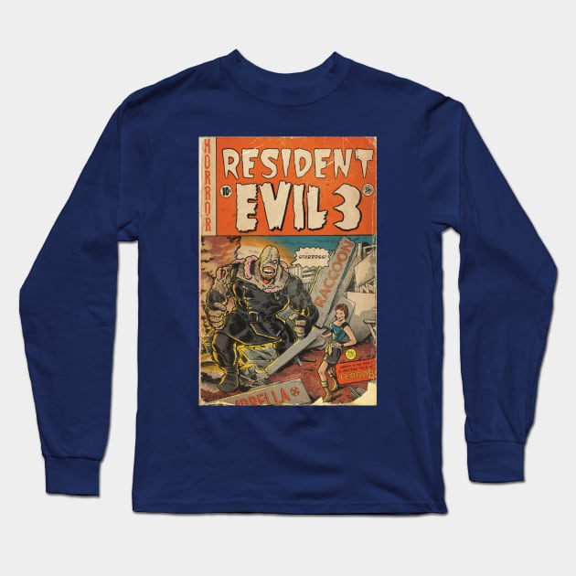 Resident Evil 3 fan art comic book cover Long Sleeve T-Shirt by MarkScicluna